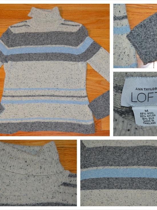 LOFT Sweaters - Women’s Ann Taylor LOFT wool striped turtleneck sweater, size M